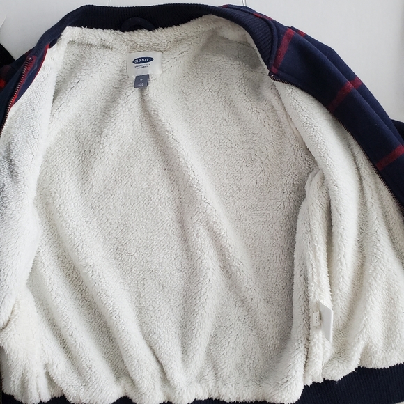 Old Navy Women's Plaid Wool-Blend Sherpa Lined Bomber Jacket, Navy/Red, M - Picture 12 of 12
